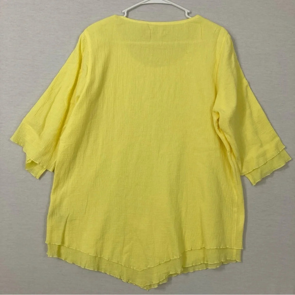 Soft Surroundings Yellow Round Neck Gauzy Cotton Top Large - Picture 7 of 8
